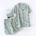 Unisex two piece pajama shorts set wholesale unisex pajamas-cotton